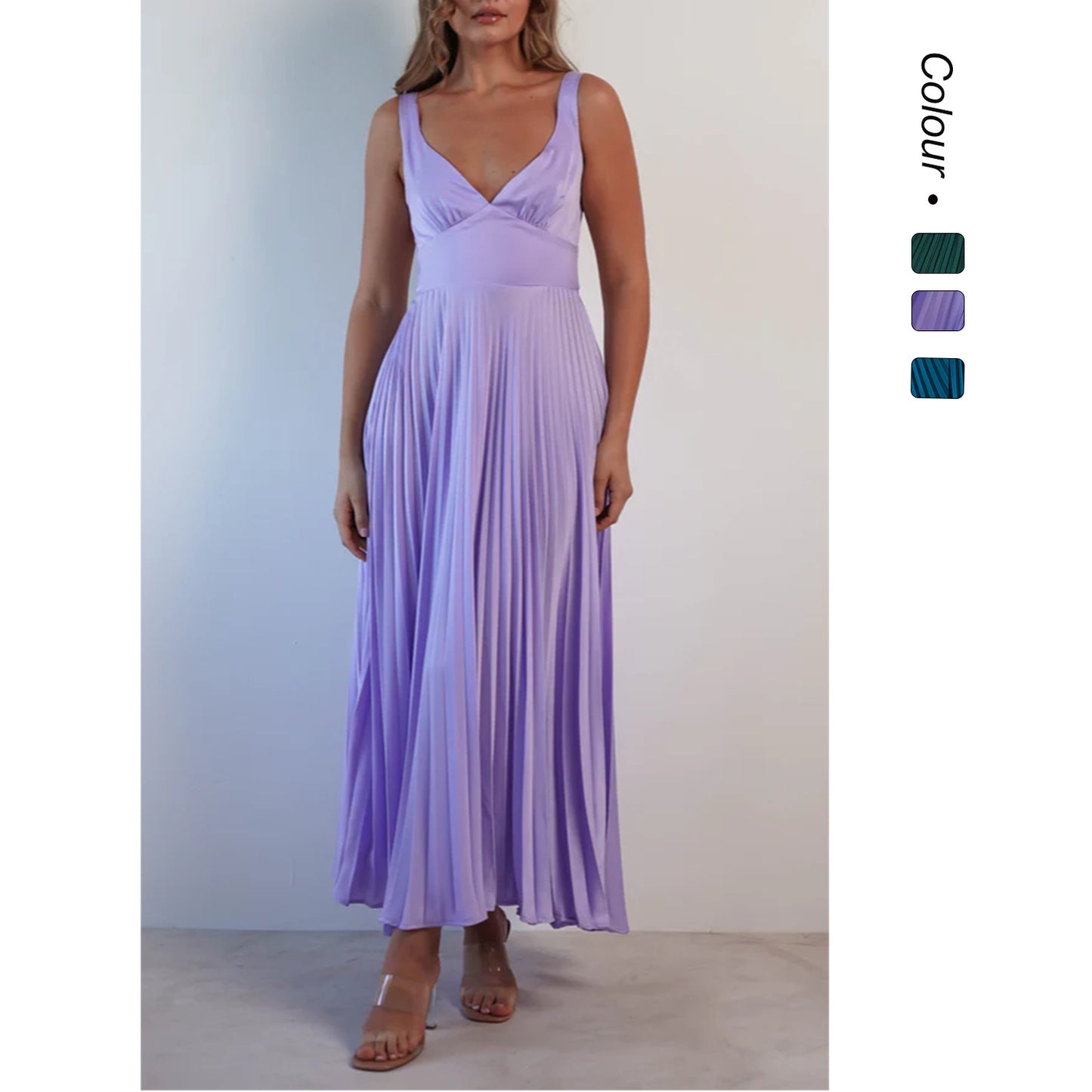 Fashion Women's Wear Pleated V-neck Sling Dress