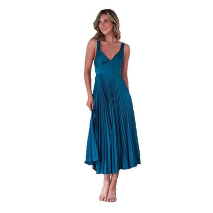 Fashion Women's Wear Pleated V-neck Sling Dress